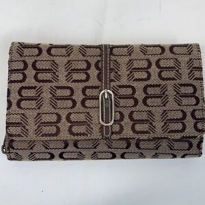 Miscellaneous Trifold Wallet Khaki/Brown Fabric/Faux Leather Calculator
